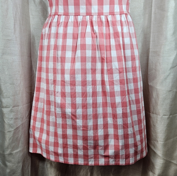 NWOT J Crew pink white gingham smocked fit & flare A-line dress Womens XLarge - Picture 8 of 11